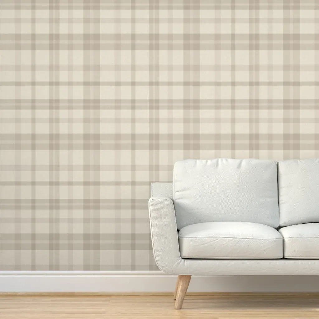 Linen Look Texture Plaid Peel and Stick Wallpaper - Beige product