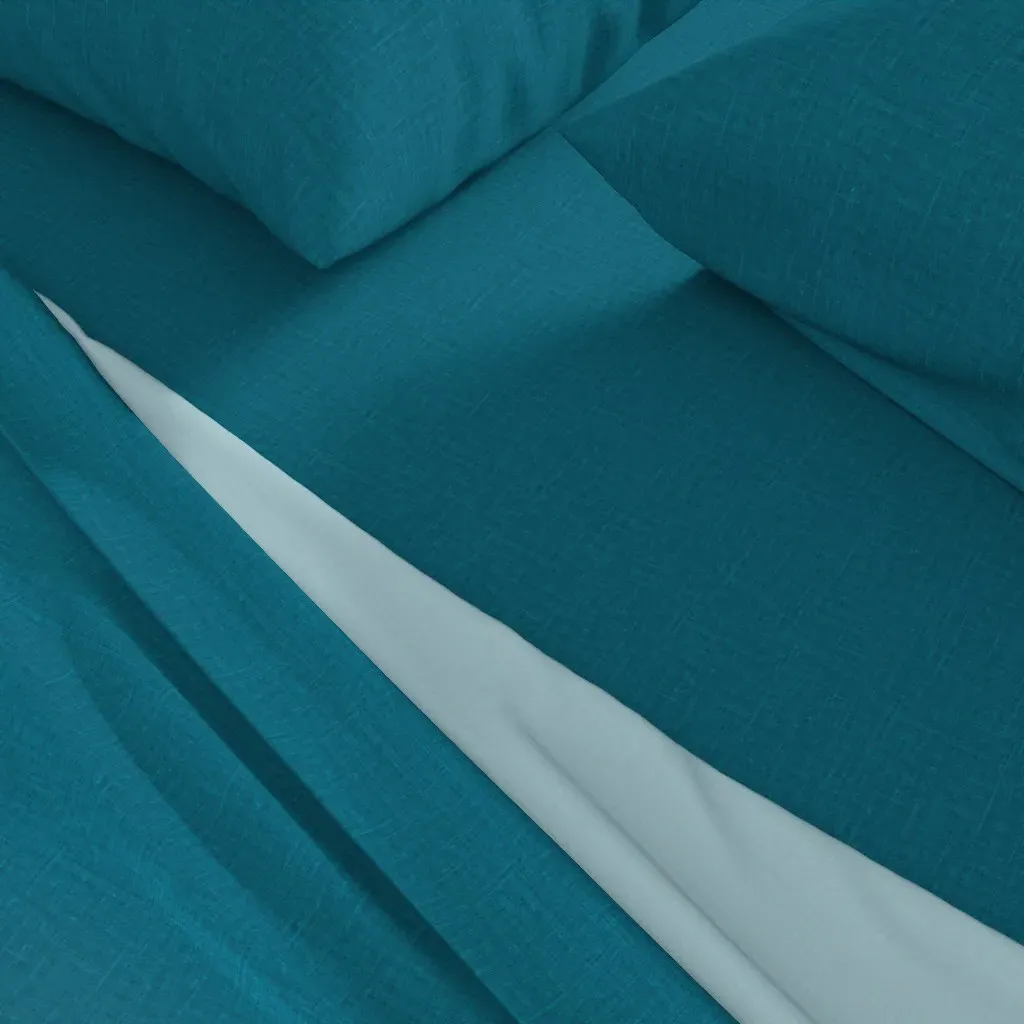 Linen Look Texture Queen Sheet Set - Teal alternate view