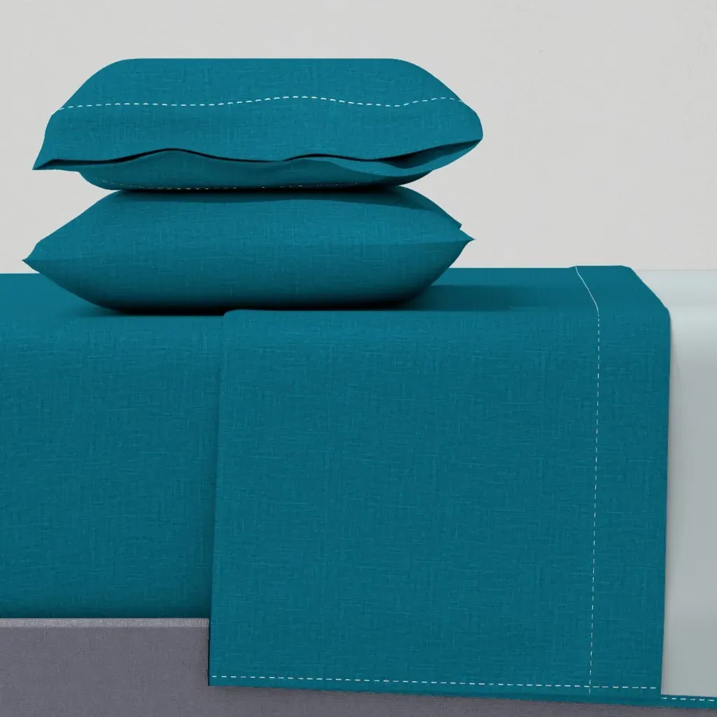 Linen Look Texture Queen Sheet Set - Teal product