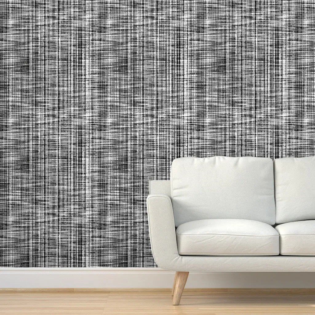 Linen Luxe Peel and Stick Wallpaper - Black, White product