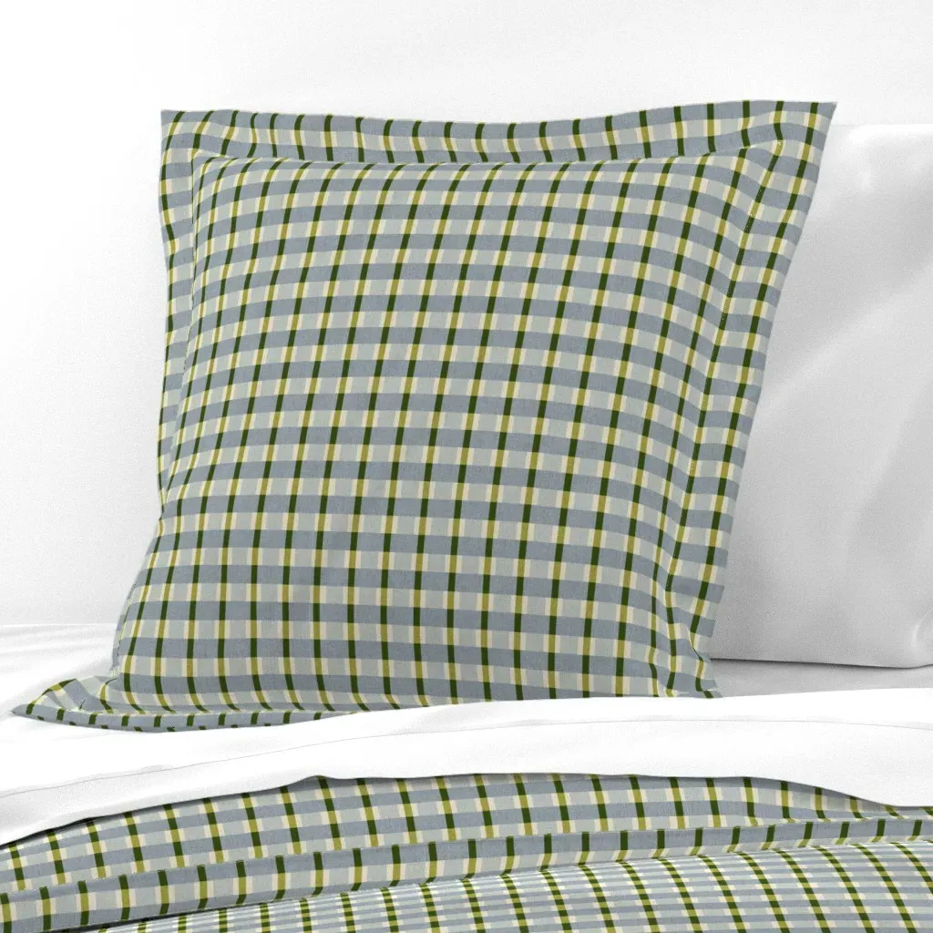 Linen Madras Plaid Tartan Euro Pillow Sham - Blue product