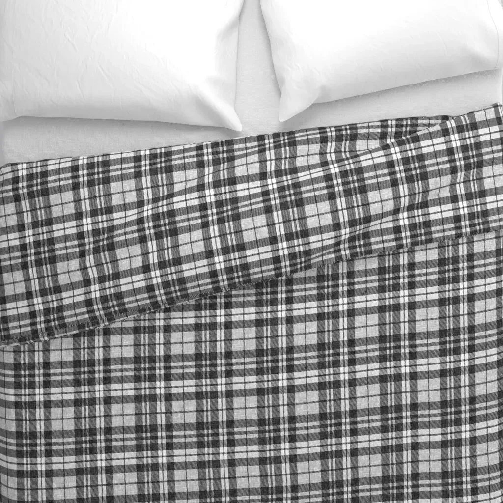 Linen Plaid Duvet Cover - Dark Charcoal alternate view