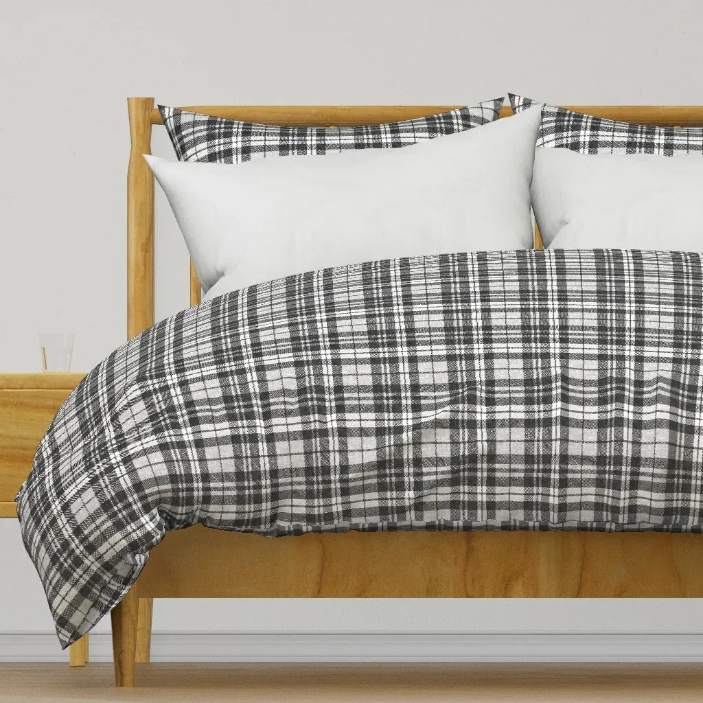 Linen Plaid Duvet Cover - Dark Charcoal product