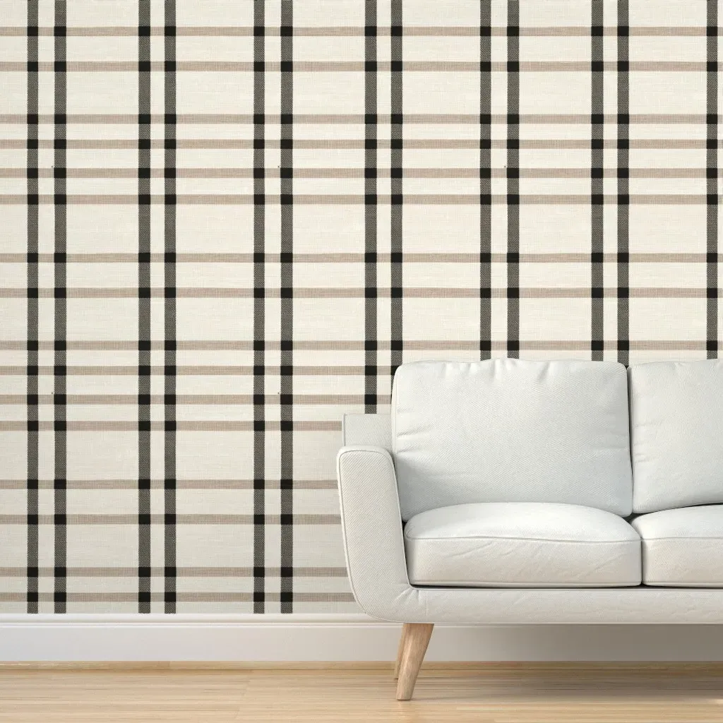 Linen Plaid Peel and Stick Wallpaper - Beige product