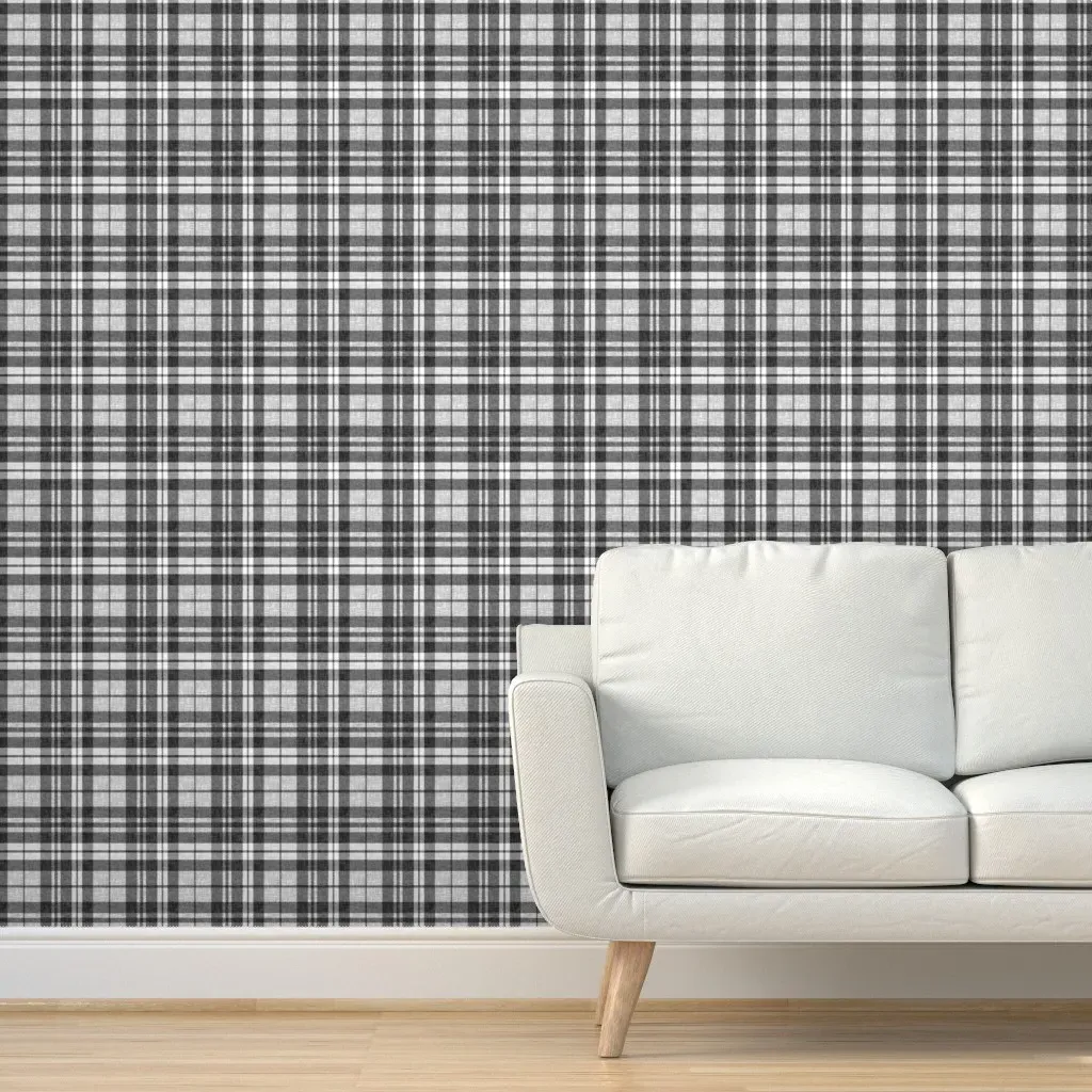 Linen Plaid Peel and Stick Wallpaper - Dark Charcoal product
