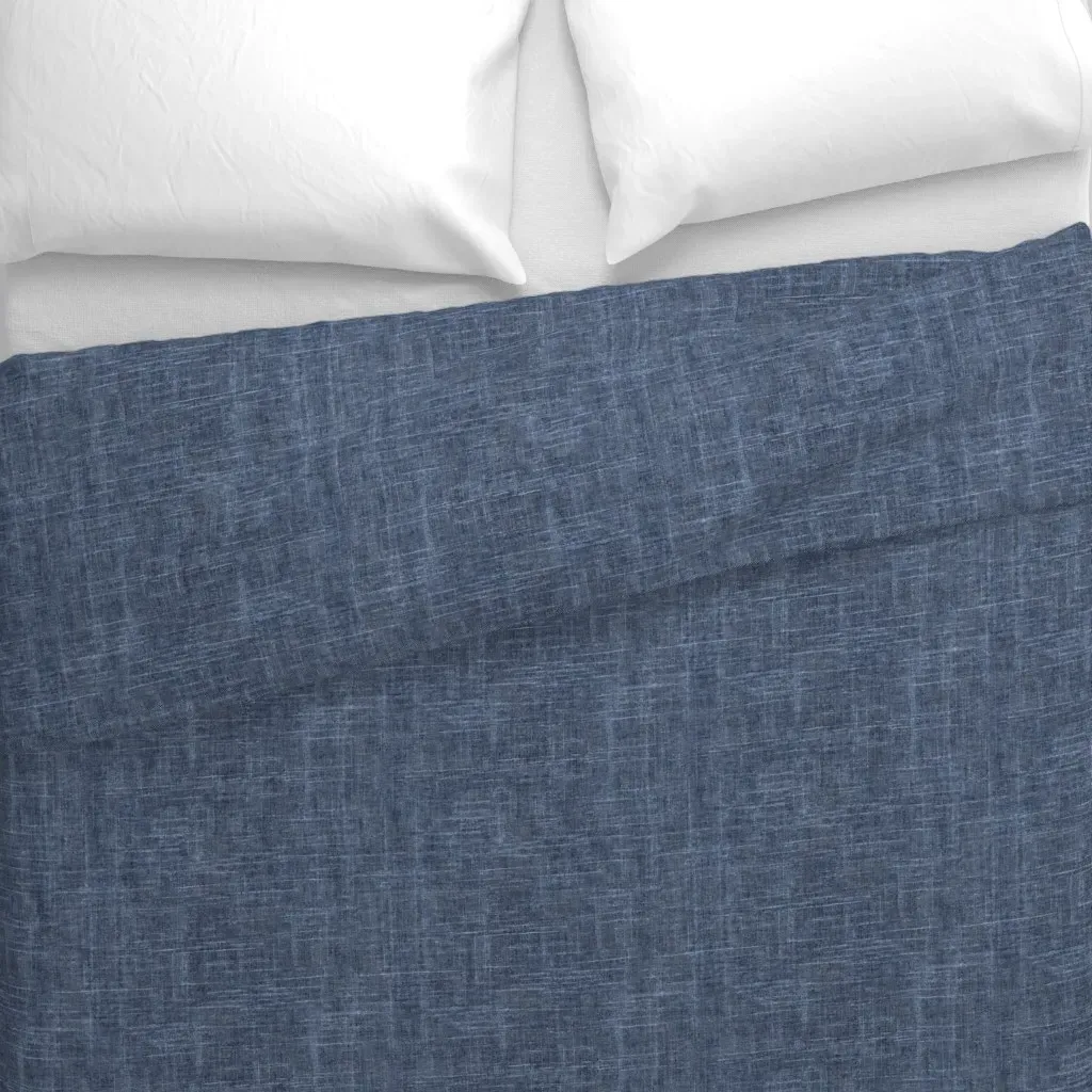 Linen Slub Solid Navy Stone Duvet Cover - Denim Blue alternate view