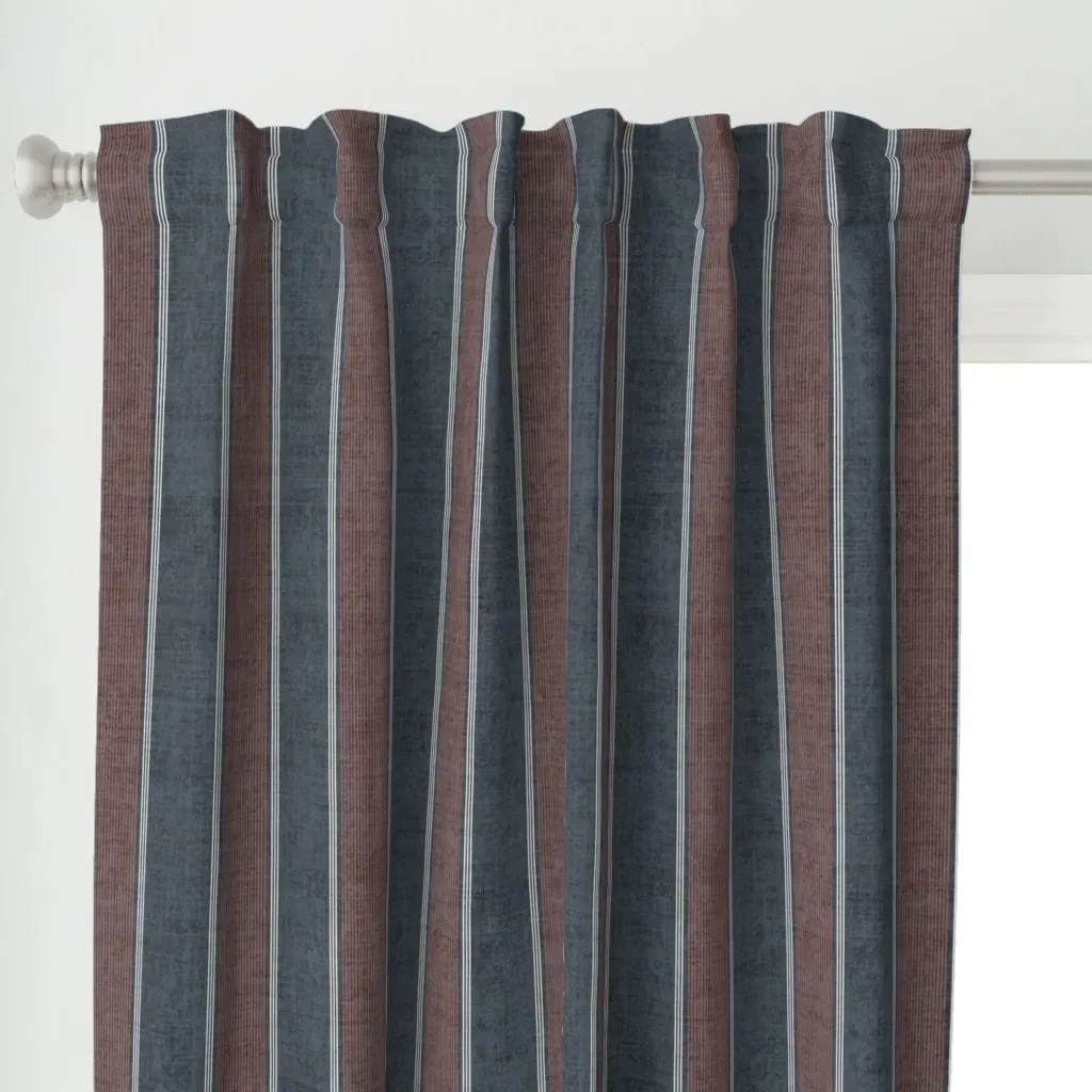 Linen Texture French Curtain Panel - Blue alternate view