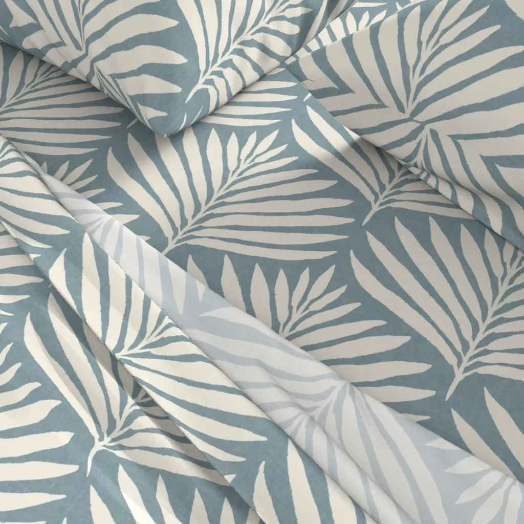 Linen Textured Palm Leaf King Size Sheet Set - Cream alternate view