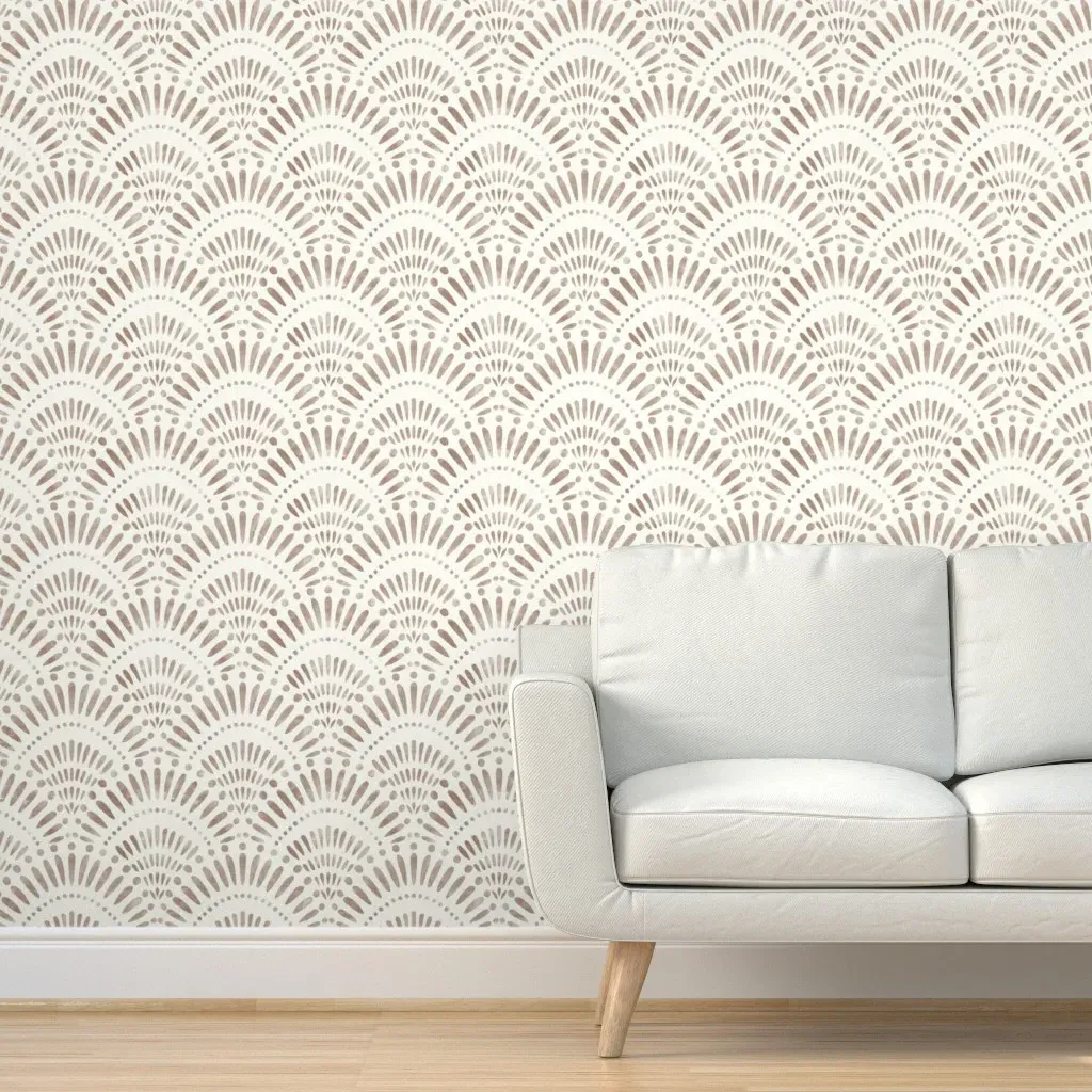 Linen Textured Scallop Peel and Stick Wallpaper - Mocha Brown product