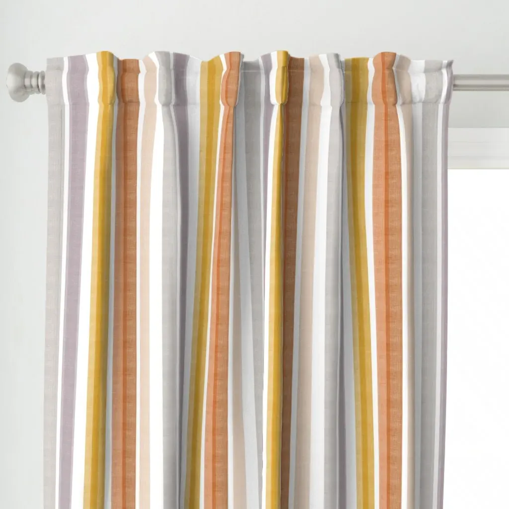 Linen Textured Stripes Curtain Panel - Light Beige alternate view