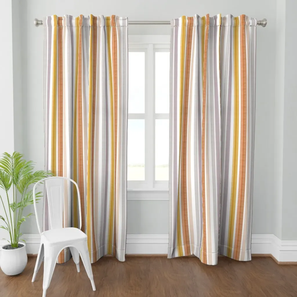 Linen Textured Stripes Curtain Panel - Light Beige product