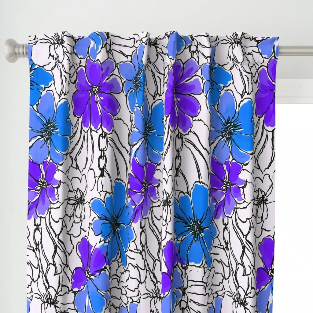 Linking Me Softly Curtain Panel - Blue alternate view