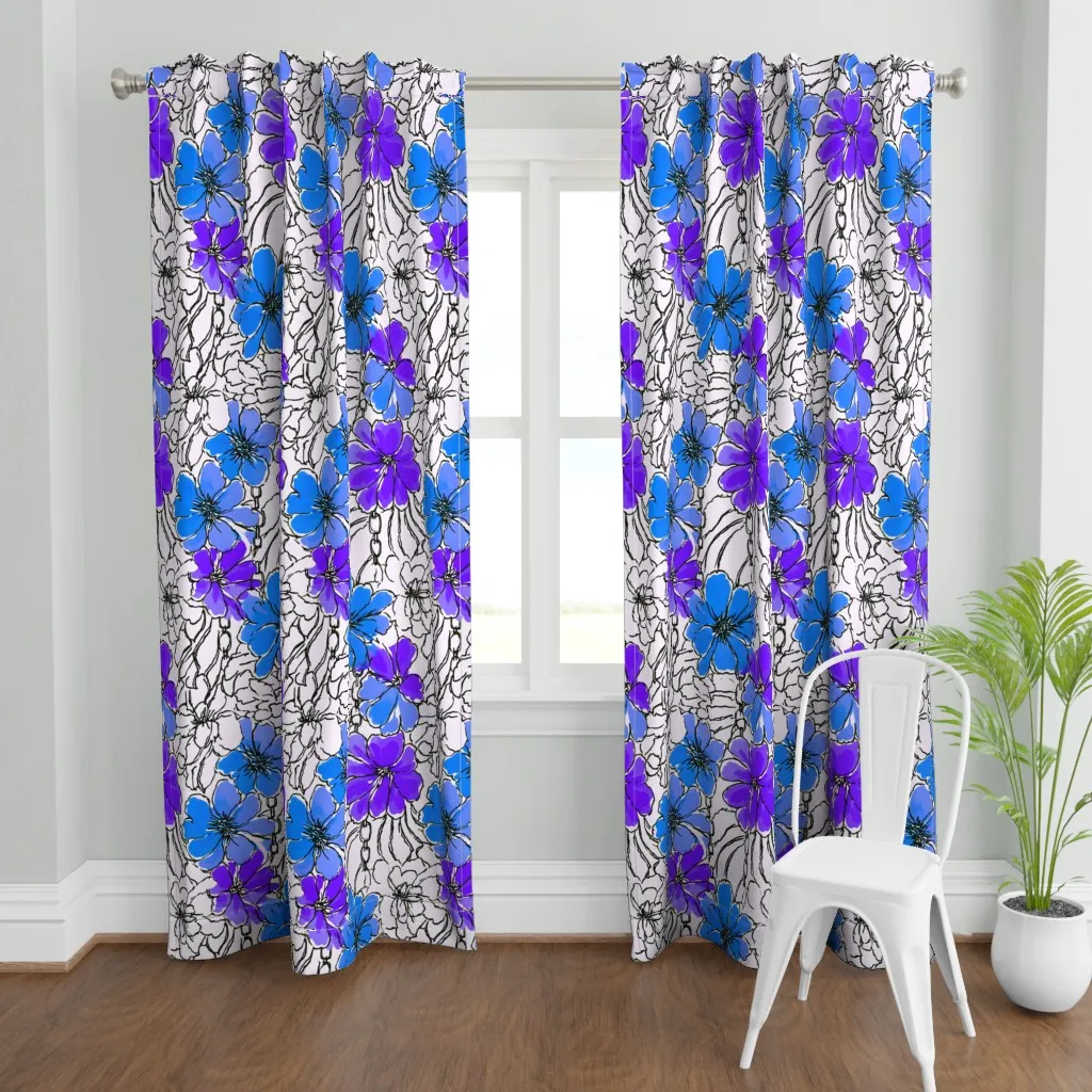 Linking Me Softly Curtain Panel - Blue product