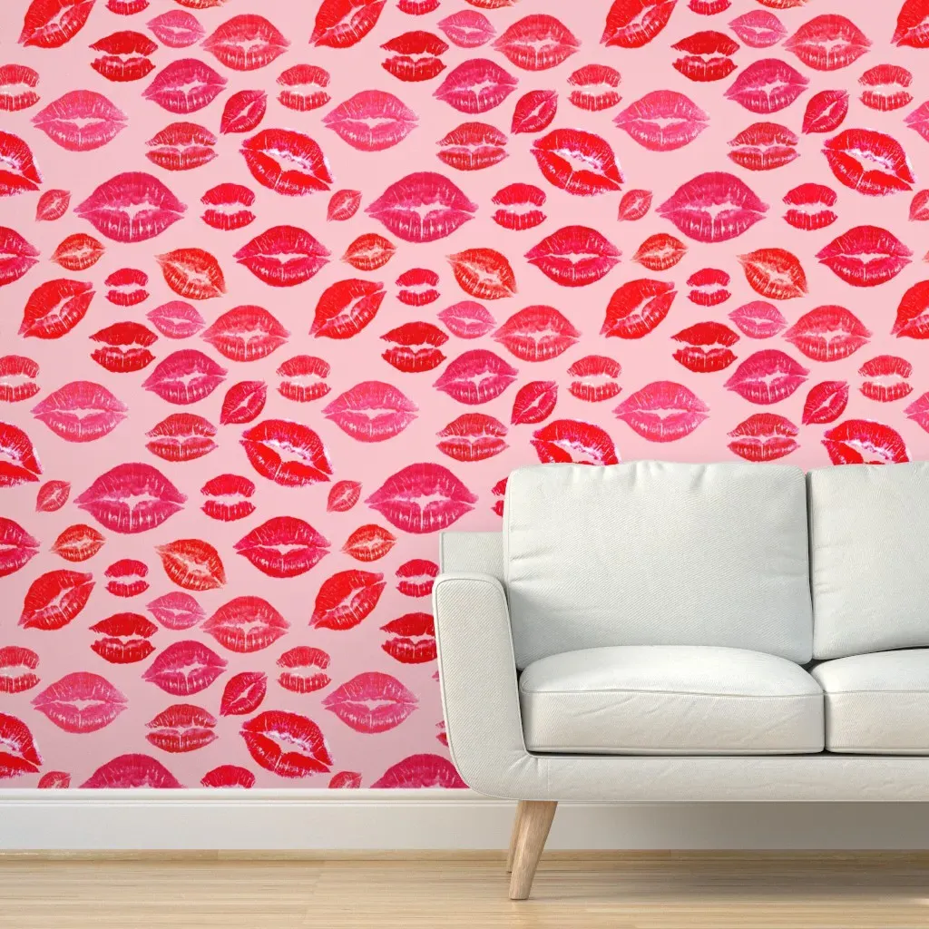 Lipsmack Valentine Peel and Stick Wallpaper - Blush product