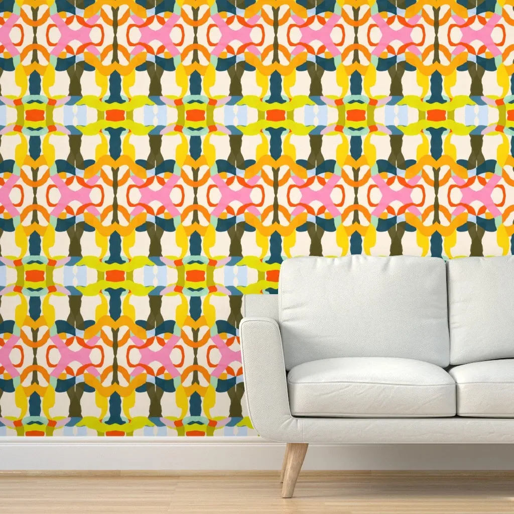 Liquified Grid Peel and Stick Wallpaper - Yellow product