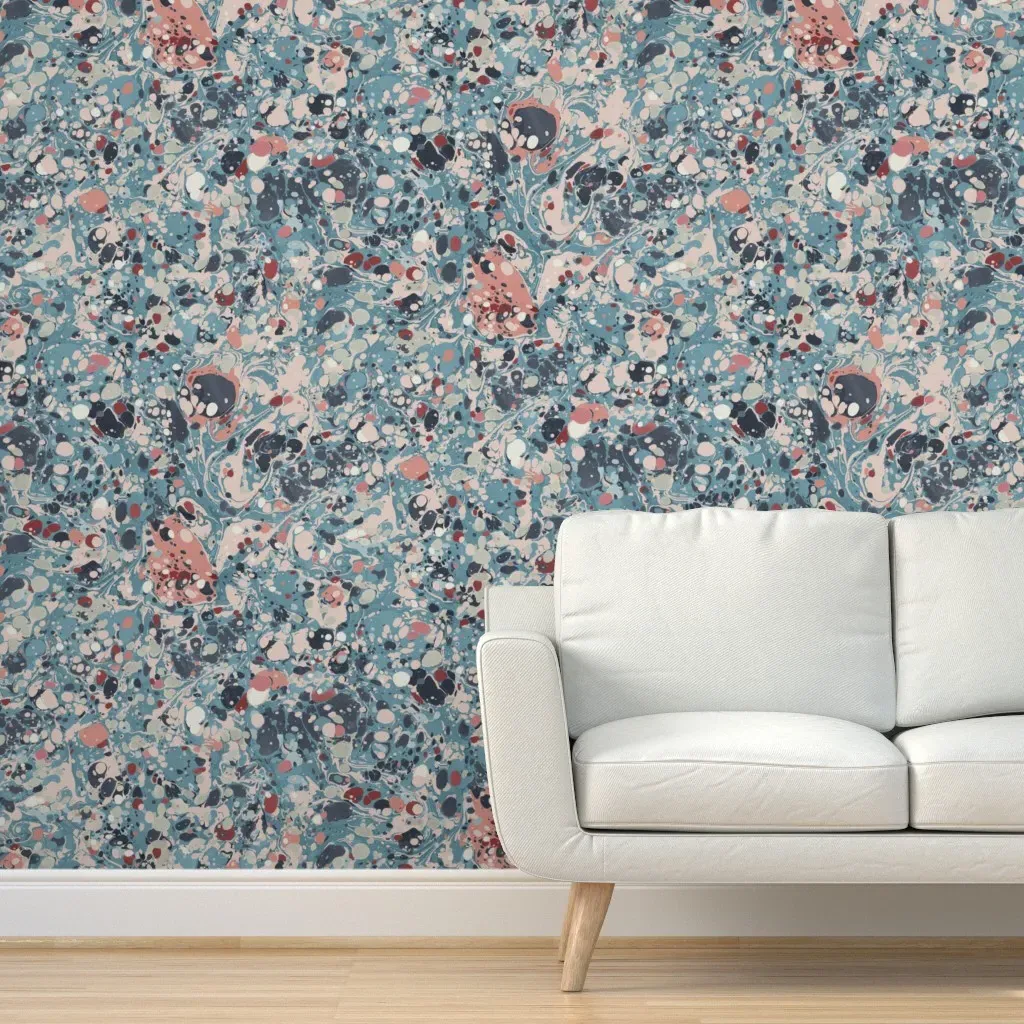 Lisa K Marbled Day Spa Peel and Stick Wallpaper - Blue product