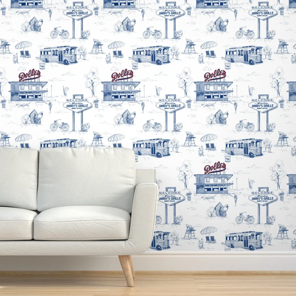 Lisa's Custom Toile Peel and Stick Wallpaper - Blue product