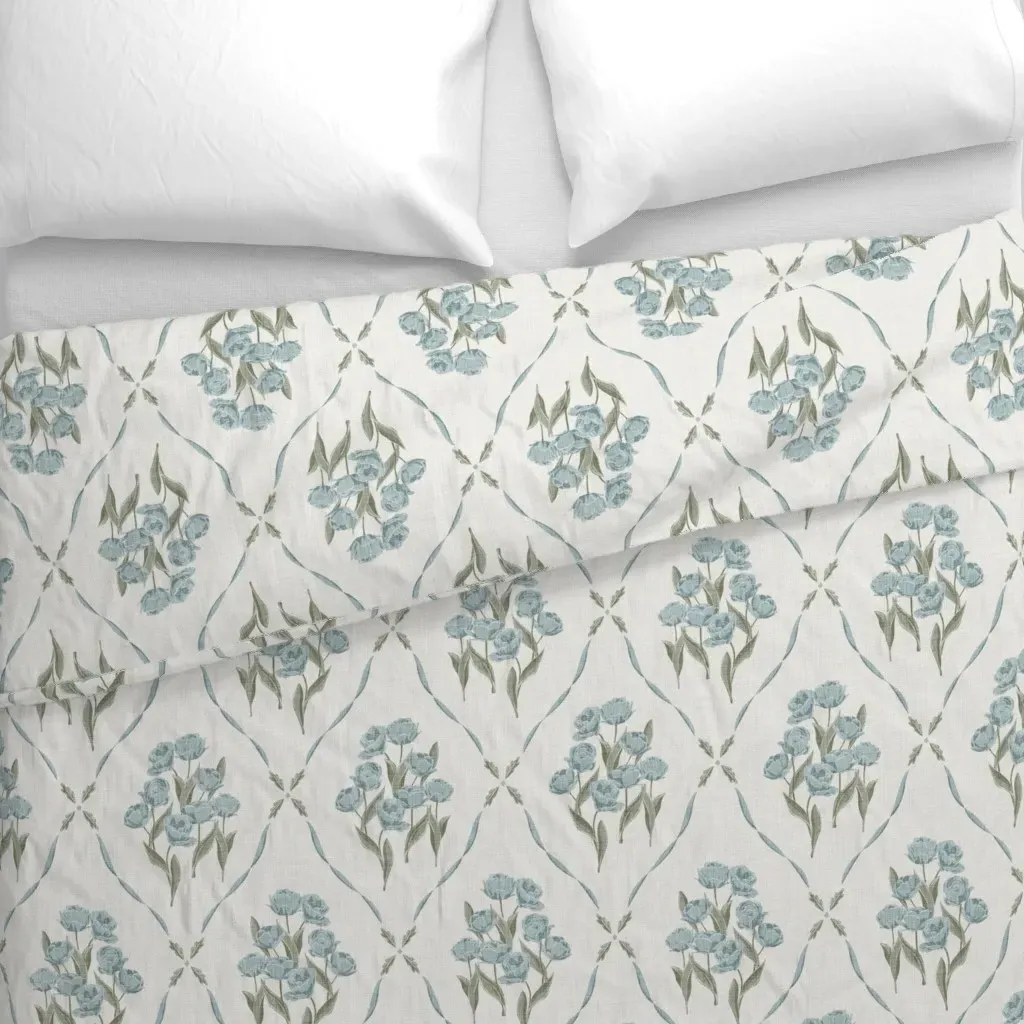 Liselot Vintage French Country Duvet Cover - Dusty Blue alternate view