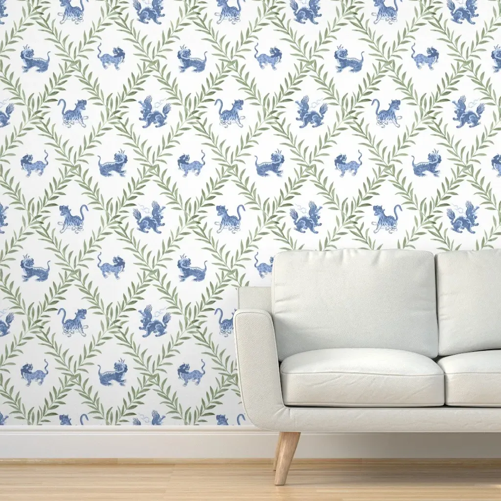 Little Beasties And Vines Peel and Stick Wallpaper - Blue product