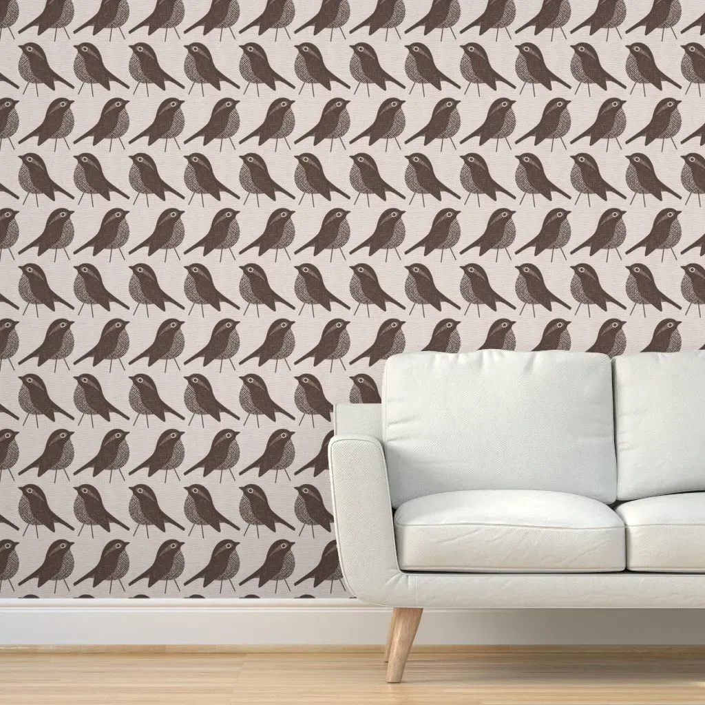 Little Brown Birds Peel and Stick Wallpaper - Brown product