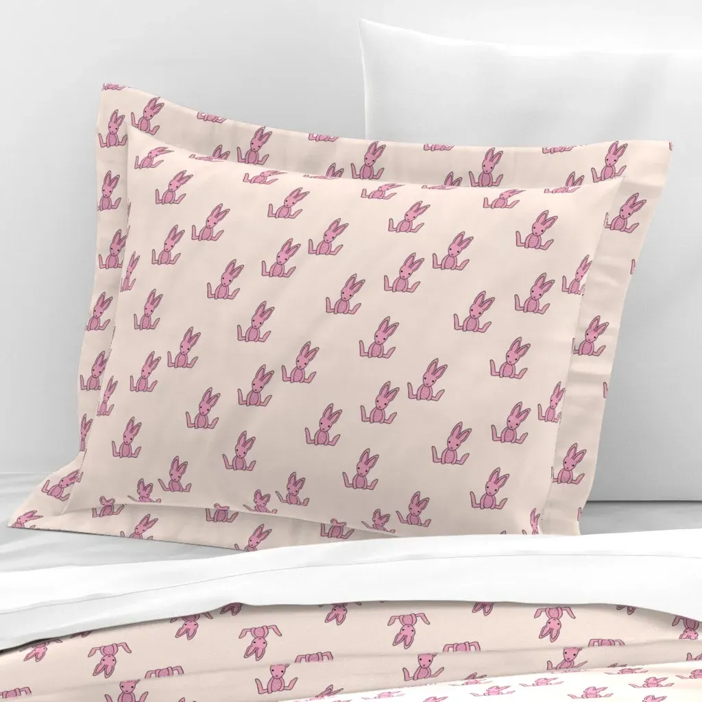 Little Bunny Love Standard Flanged Pillow Sham - Pink, Cotton Sateen product