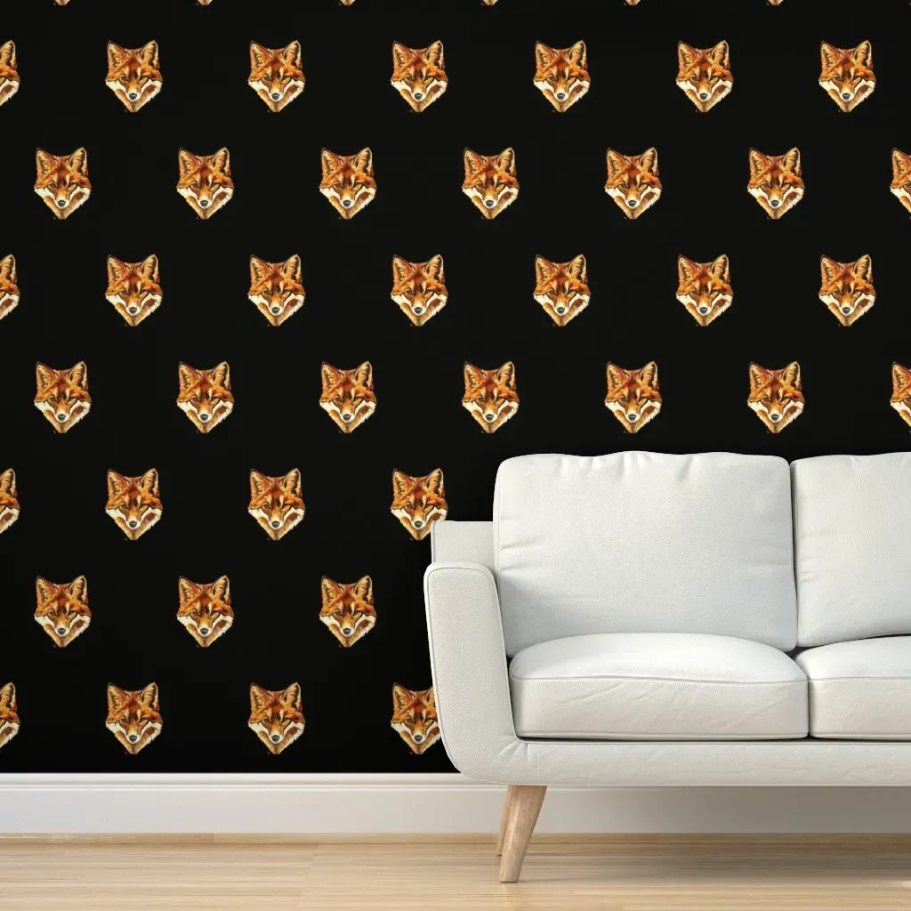 Little Foxes Peel and Stick Wallpaper - Black, Brown product