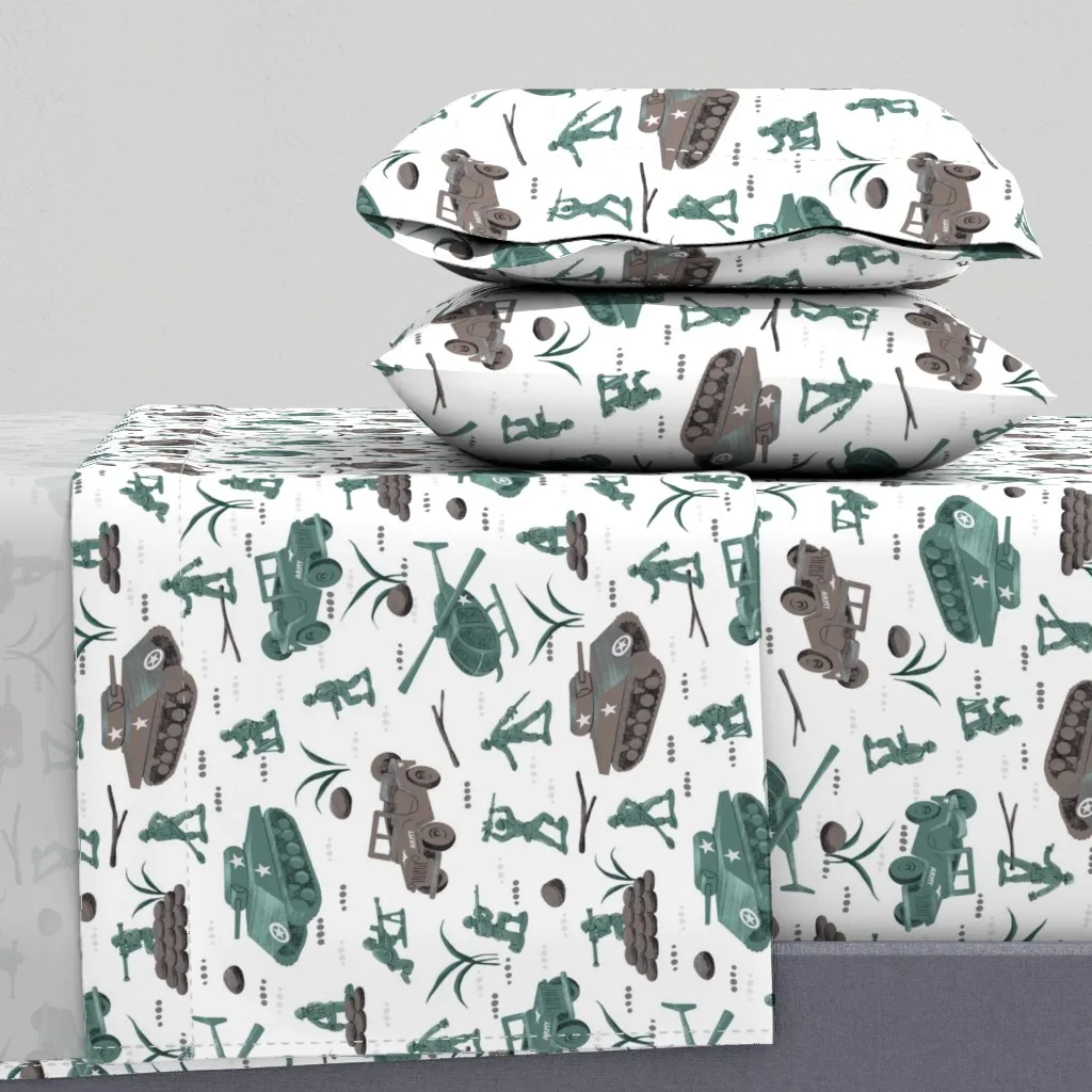 Little Green Army Men Full Sheet Set - Green product