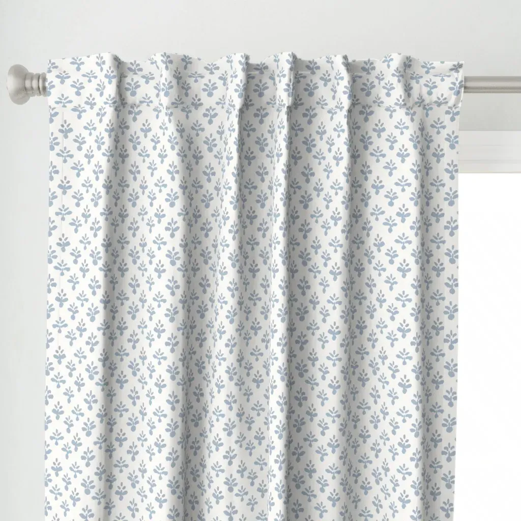 Little Leaves Curtain Panel - Light Blue alternate view