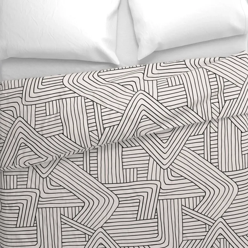 Little Maze Stripes Minimal Duvet Cover - Black alternate view