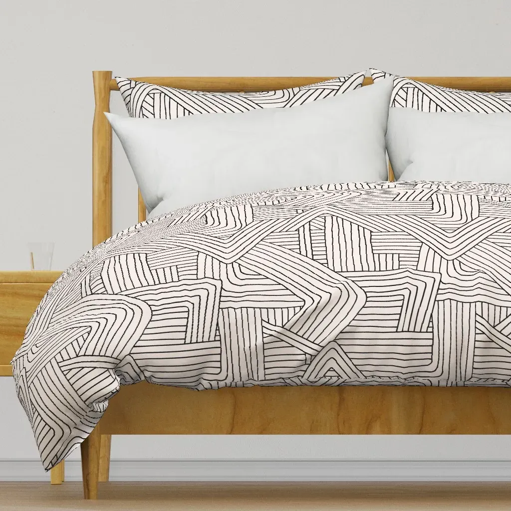 Little Maze Stripes Minimal Duvet Cover - Black product