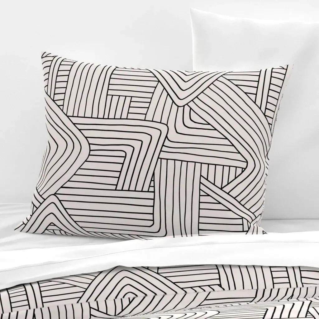 Little Maze Stripes Standard Knife Edge Cushion Cover - Black, Cotton Sateen product