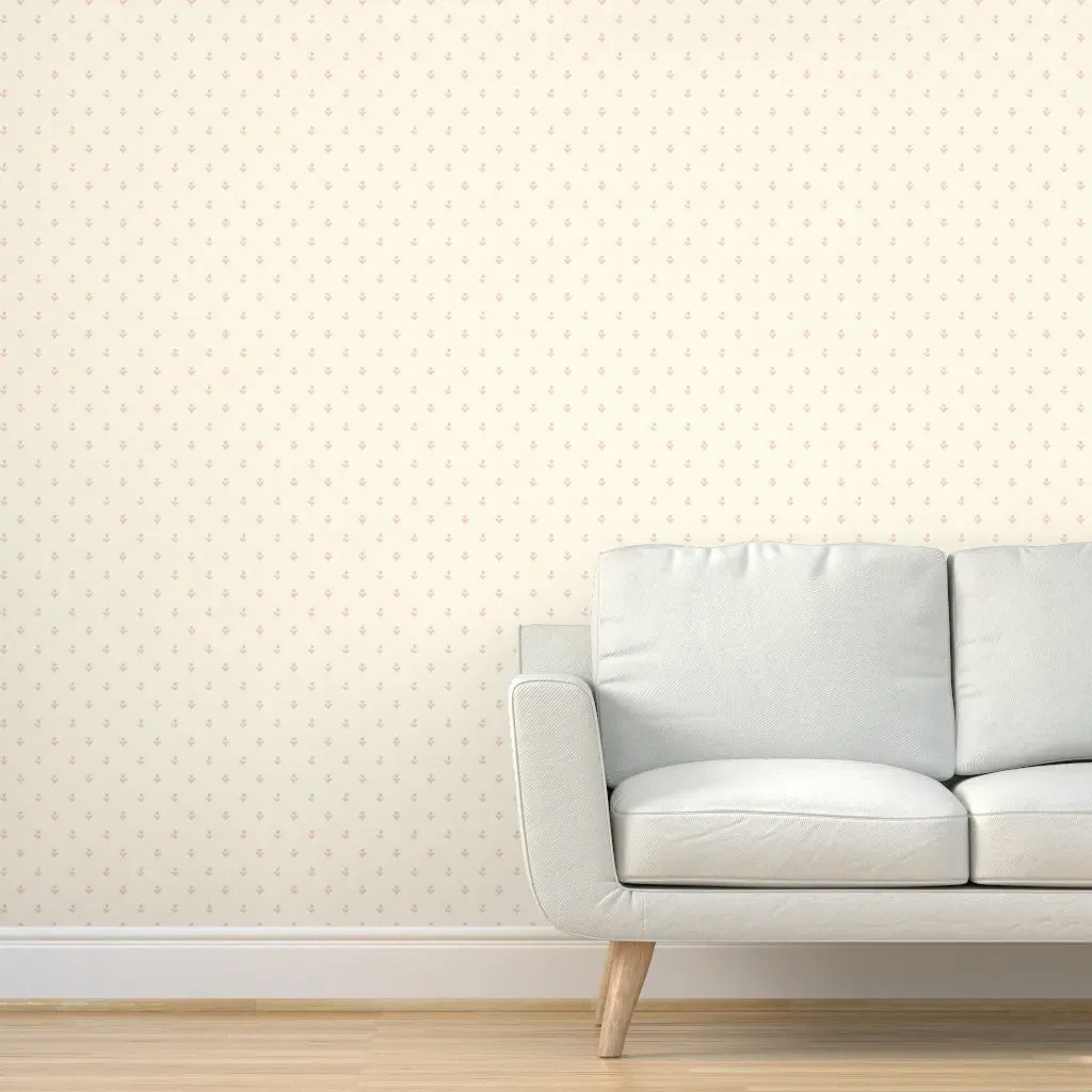 Little Spring Tulip Peel and Stick Wallpaper - Cream Pink product