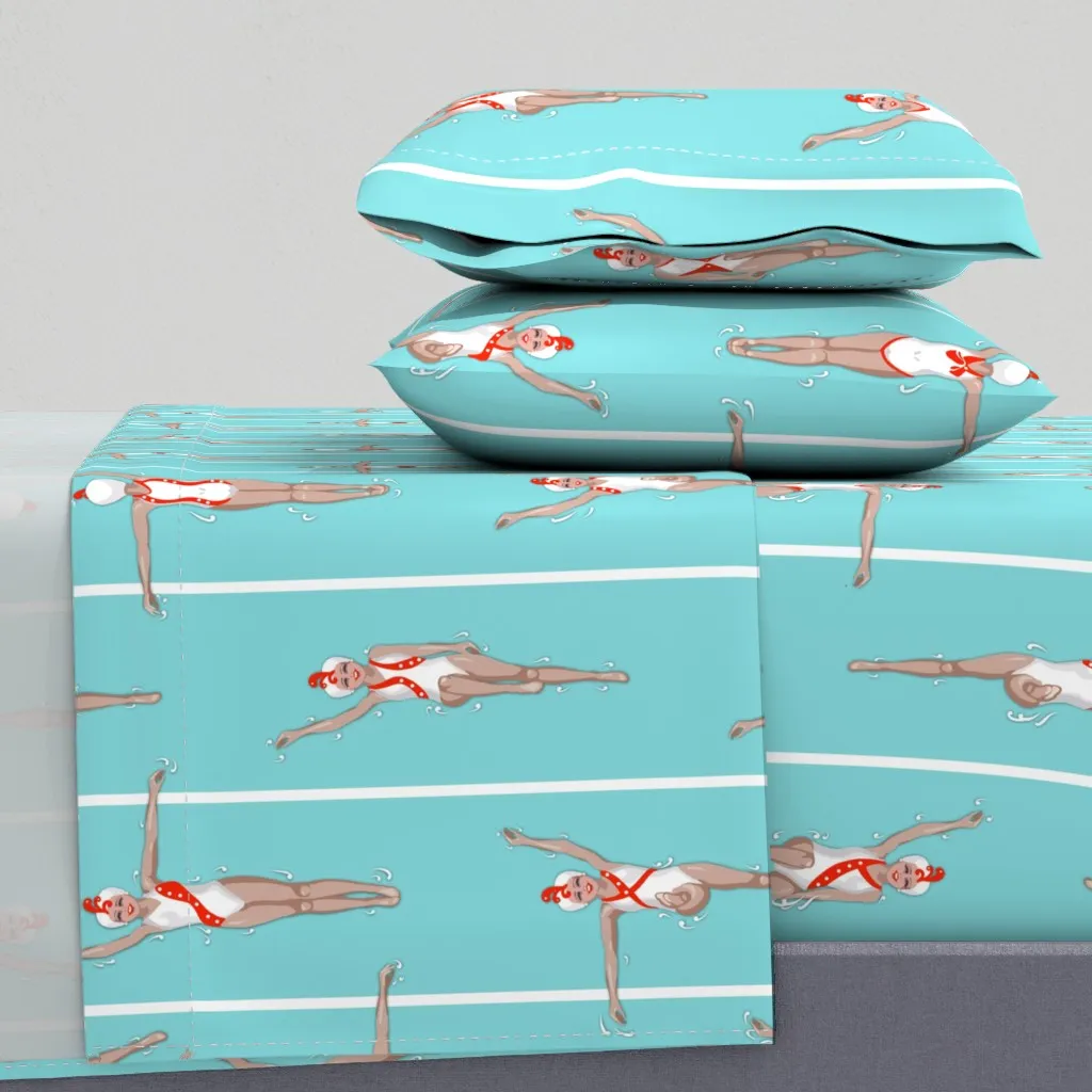 Little Swimmers Pretty In Red King Sheet Set - White product