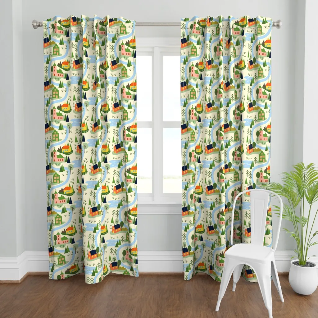 Little Town Large Curtain Panel - Pink product