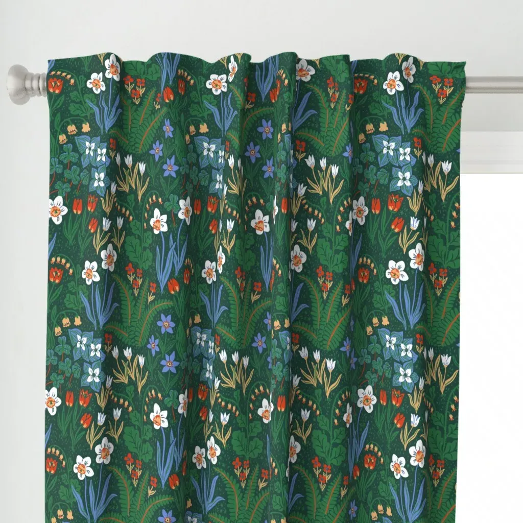 Little Witch Hazel Floral Curtain Panel - White alternate view
