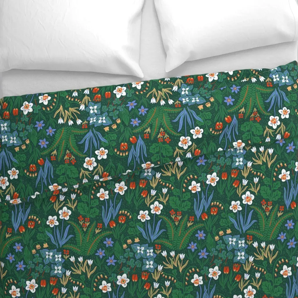 Little Witch Hazel Floral Duvet Cover - White alternate view