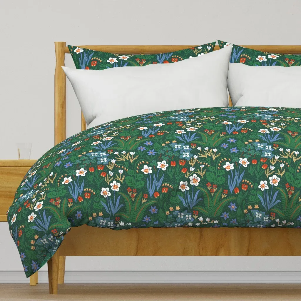 Little Witch Hazel Floral Duvet Cover - White product