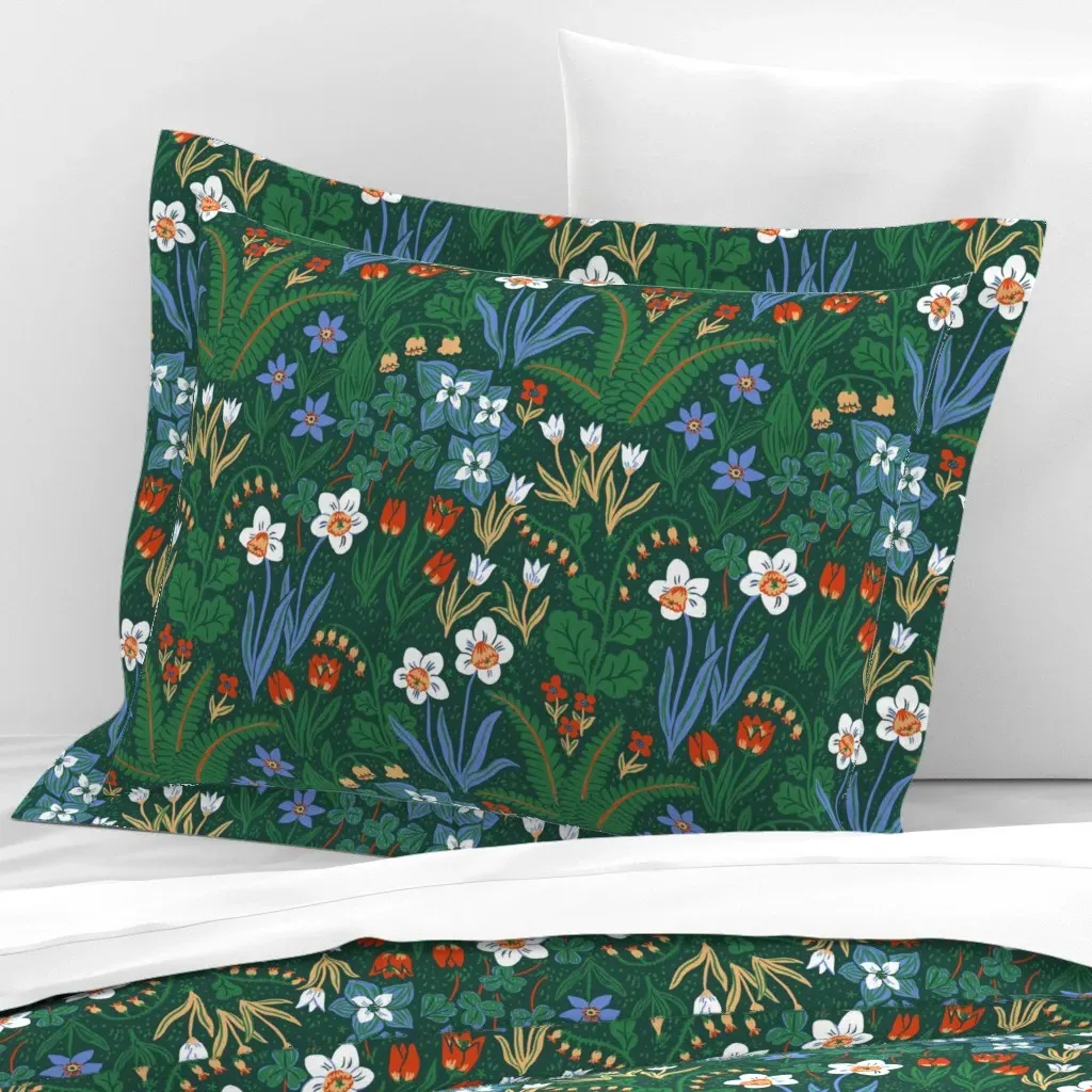 Little Witch Hazel Floral Standard Flanged Pillowcase - White, Cotton Sateen product