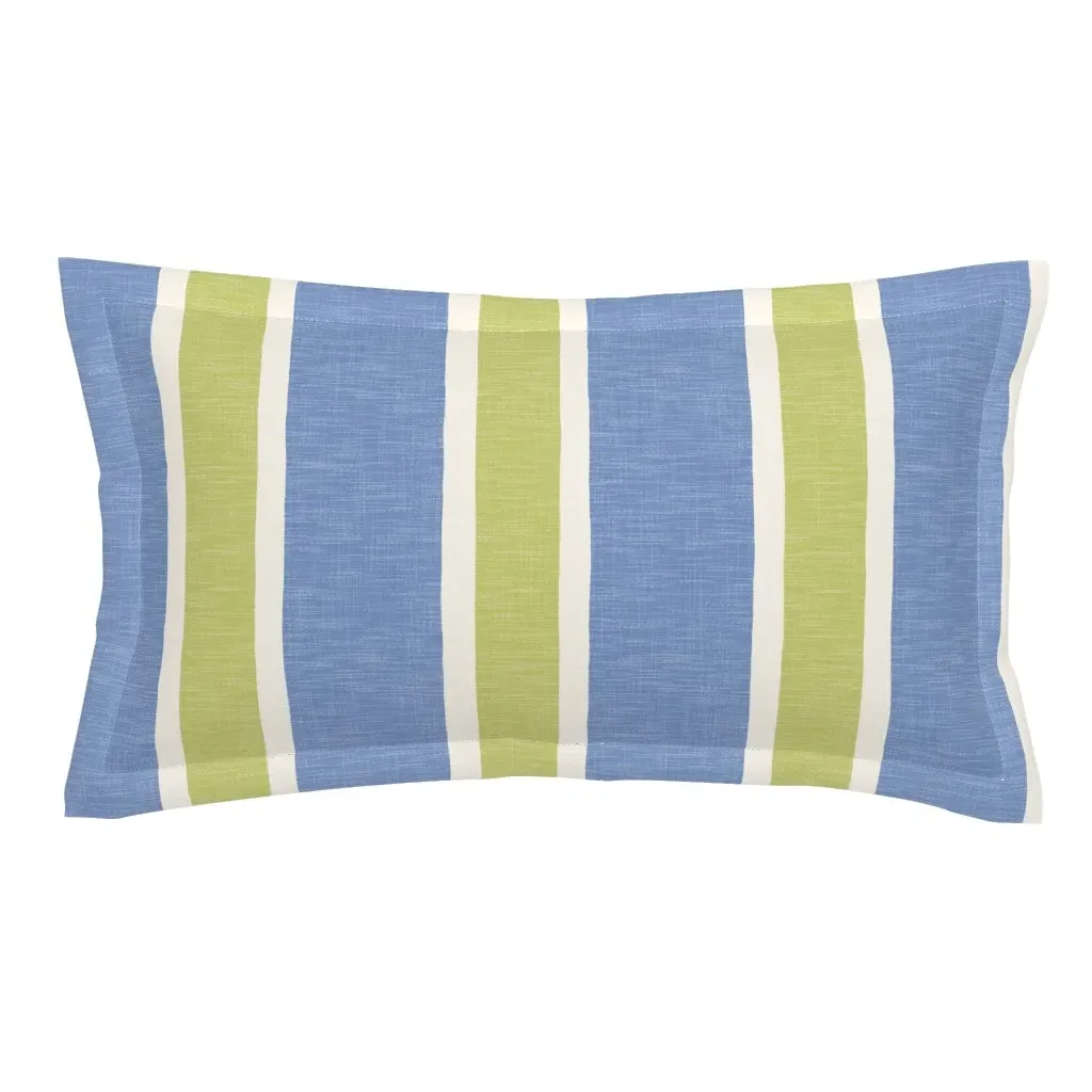 Liz Textured Hand Painted Stripes King Pillow Sham - Blue product