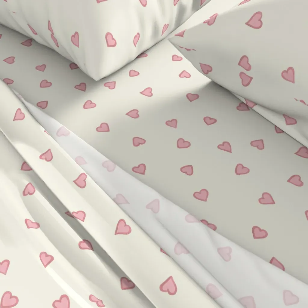 Lizzy Hearts Queen Size Sheet Set - Pink alternate view
