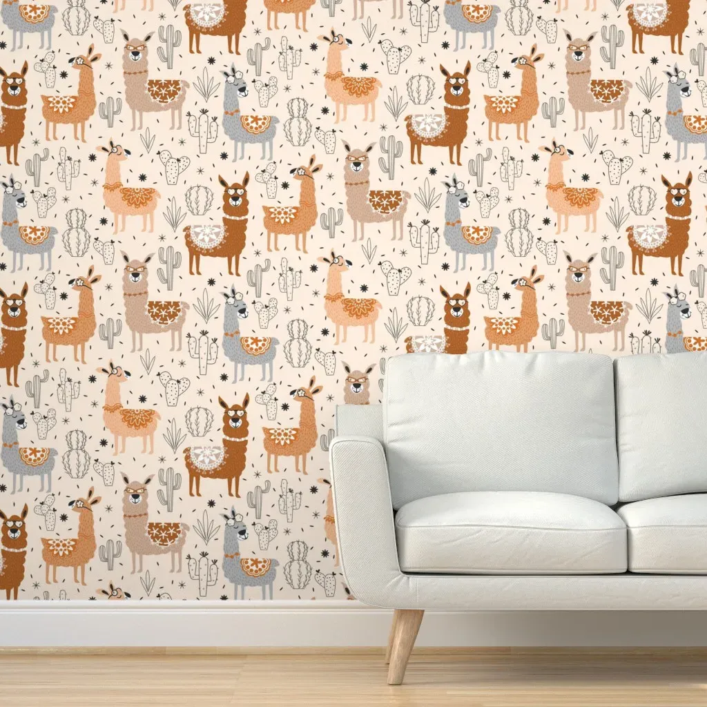 Llama In The Desert Peel and Stick Wallpaper - Terracotta product