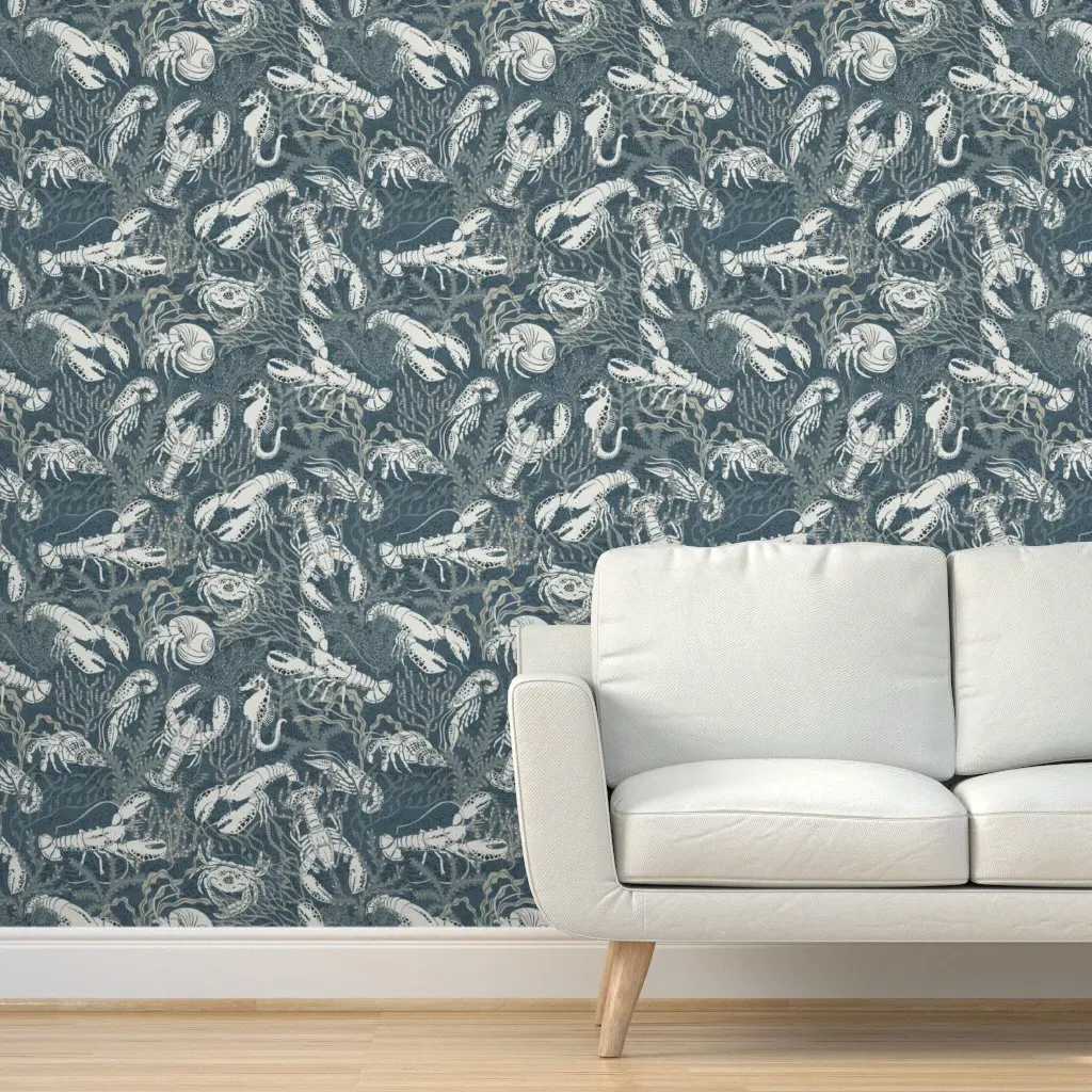Lobster And Friends Peel and Stick Wallpaper - White product