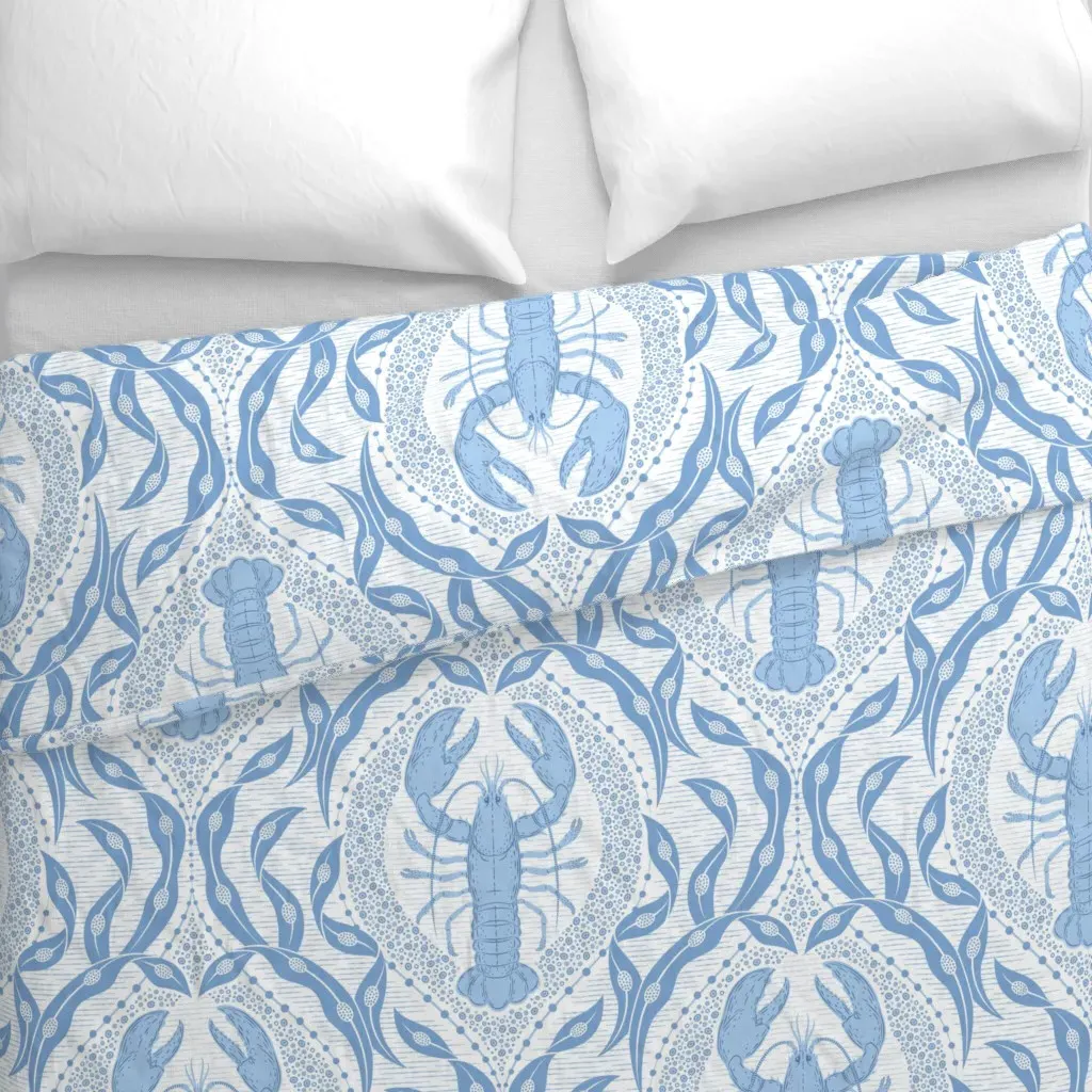 Lobster And Seaweed Nautical Duvet Cover - Light Blue alternate view