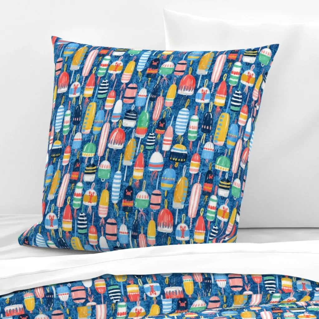 Lobster Buoys Maximalism 14" Euro Pillow Sham - Navy Blue product