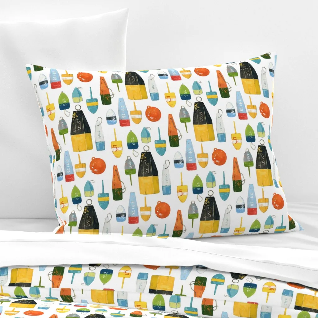 Lobster Buoys Standard Knife Edge Cushion Cover - Cotton Sateen product