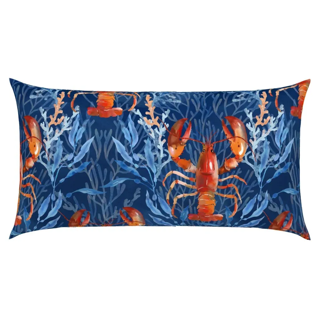 Lobster On Blue King Pillow Sham - Red product