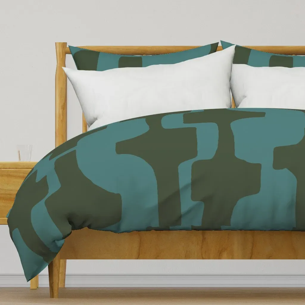 Loden Green On Teal Duvet Cover - Olive Green product