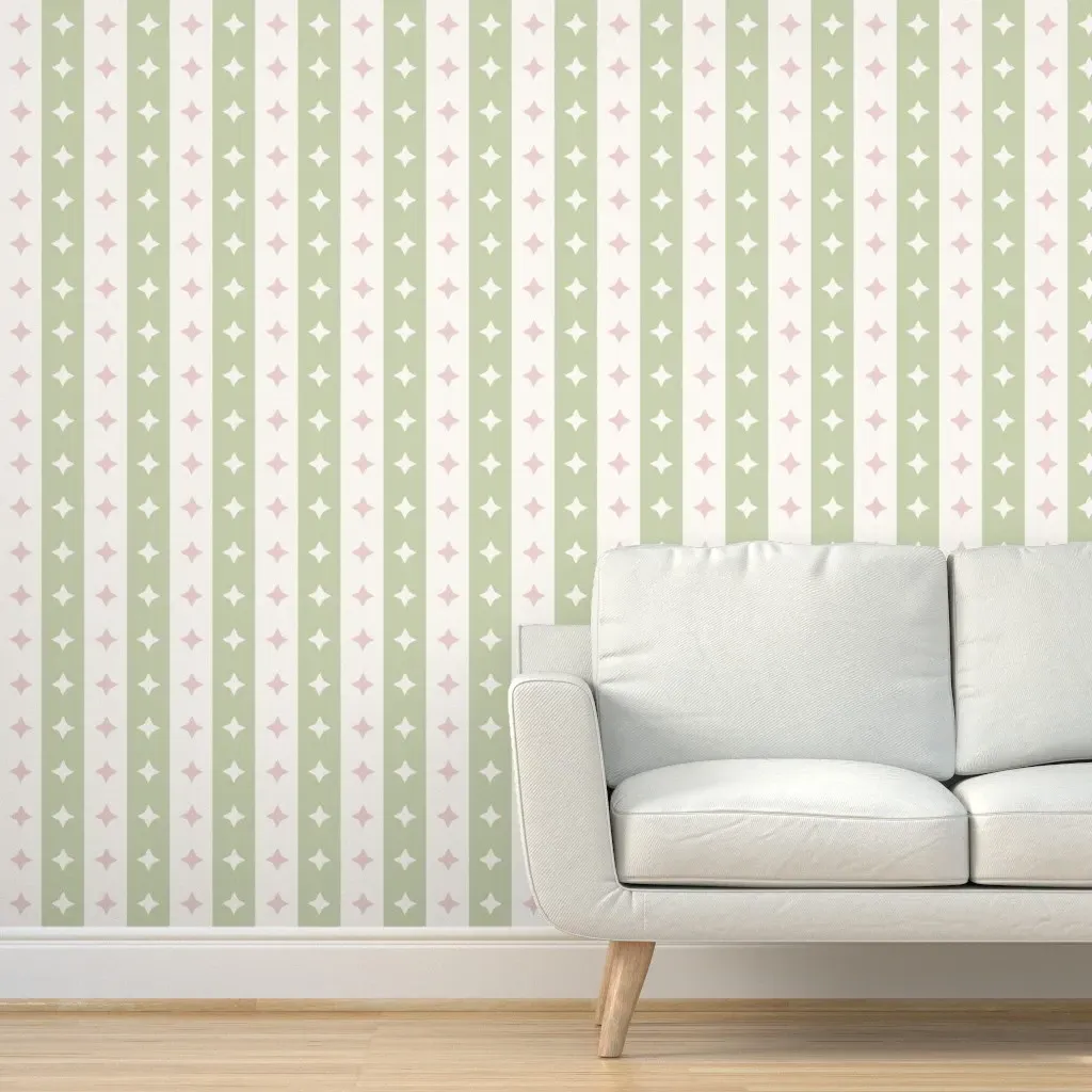Logan Star Stripe Peel and Stick Wallpaper - Sage Green, Pink product