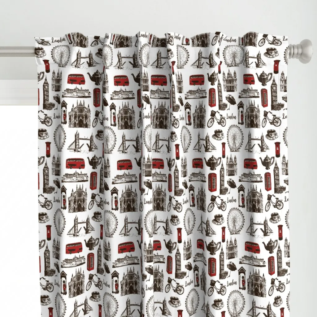 London Architectural Curtain Panel - Red alternate view