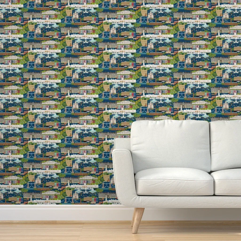 London Calling Peel and Stick Wallpaper - Navy Blue product